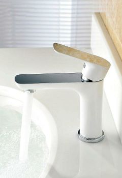 Смеситель для раковины Gappo G48 G1048 Белый Хром — фото 4, Смесители для раковины