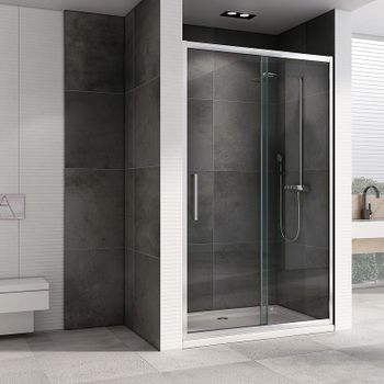 Душевая дверь Abber Schwarzer Diamant 150 AG30150H профиль Хром стекло прозрачное — фото 2, Раздвижные душевые двери