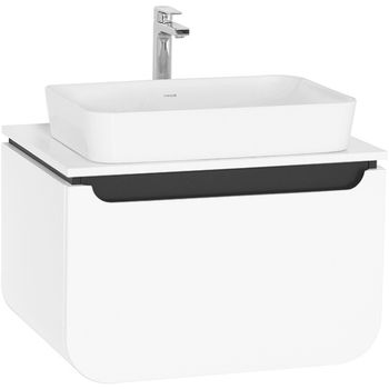 Тумба с раковиной Creavit Pion Plus 70 PN0070.01.BGR+UL060 подвесная Белая Серая — фото 1, Тумбы с раковиной