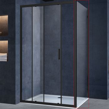 Душевая стенка Vincea Alpha 90 VSG-3AL900CLB профиль Черный стекло прозрачное — фото 1, Боковые стенки