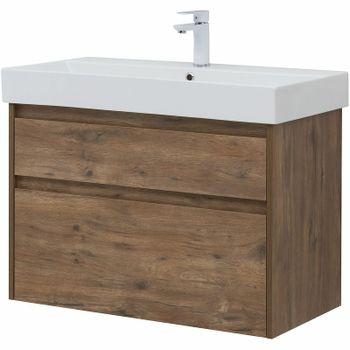 Тумба под раковину Aquanet Nova Lite 85 249954 подвесная Дуб рустикальный — фото 1, Тумбы под раковину