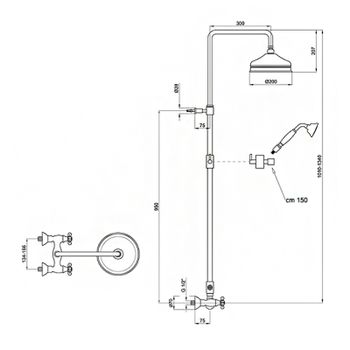 Душевая система Webert Ottocento OT760405065 Бронза — фото 2, Душевые стойки