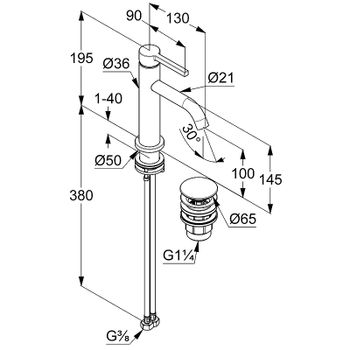 Смеситель для раковины Kludi Nova Fonte Pura 202883915 Черный матовый — фото 3, Смесители для раковины