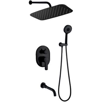 Душевая система Berges Ventas 3O Black 073010 Черная матовая — фото 1, Встраиваемые душевые комплекты