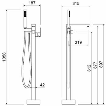 Смеситель для ванны Aquatek Либра AQ1645CR Хром — фото 2, Смесители напольные