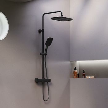 Душевая система Damixa Gala 953800300 с термостатом Черная матовая — фото 2, Душевые стойки