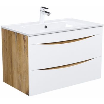 Тумба с раковиной Iddis Cloud 80 CLO80Y0i95K подвесная Белая матовая Дуб золотистый — фото 1, Тумбы с раковиной