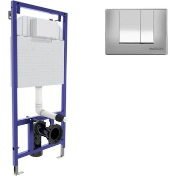 Инсталляция Berges Novum 040242 для унитаза с клавишей смыва Хром матовый — фото 1, Инсталляции для унитазов