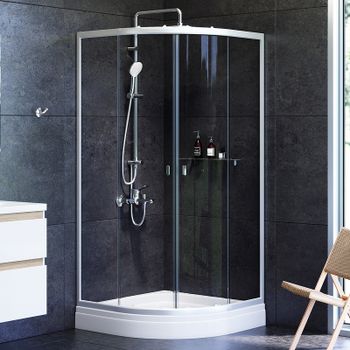 Душевой уголок AM.PM X-Joy Twin Slide 90х90 W88G-205-090MT64 профиль Хром матовый стекло прозрачное — фото 1, Душевые уголки четверть круга