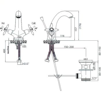 Смеситель для раковины Cezares Nostalgia-LS1-02 Бронза — фото 3, Смесители для раковины