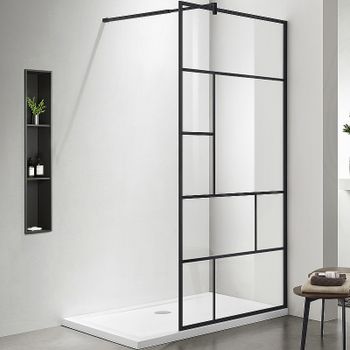 Душевая перегородка Aquatek 100 AQ WIW Print 10020BL профиль Черный стекло прозрачное — фото 1, Душевые перегородки