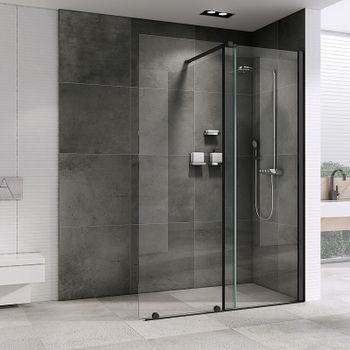 Душевая перегородка Abber Komfort 120 AG09120B профиль Черный стекло прозрачное — фото 1, Душевые перегородки