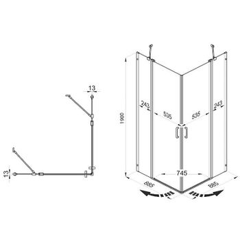 Душевой уголок Triton Тау-Блэк 90х90 Щ0000054036 профиль Черный стекло прозрачное — фото 11, Квадратные душевые уголки