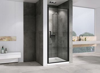 Душевая дверь Abber Sonnenstrand 90 AG04090B профиль Черный стекло прозрачное — фото 2, Распашные душевые двери