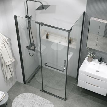 Душевой уголок Grossman Pragma 100х90 120.K33.03.1090.42.00 профиль Графит сатин стекло прозрачное — фото 4, Прямоугольные душевые уголки