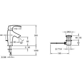 Смеситель для раковины Jacob Delafon Symbol E72680-CP Хром — фото 4, Смесители для раковины