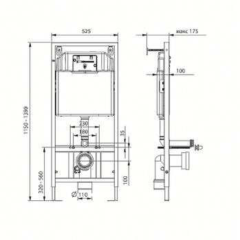 Комплект унитаза Damixa Jupiter DX77C1738SC с инсталляцией Koller Pool DUNE1200SL+Neon с сиденьем Микролифт и клавишей смыва Хром — фото 9, Комплекты унитаз + инсталляция