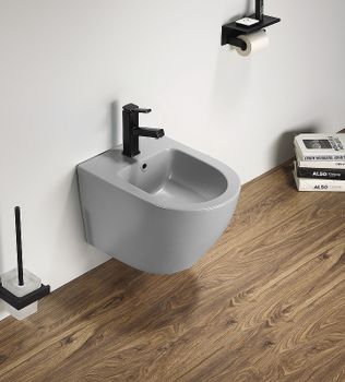 Биде CeramaLux В2342BDMH подвесное Светло-серое матовое — фото 2, Биде подвесные