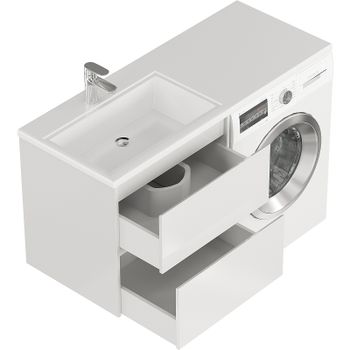 Тумба с раковиной Creto Cafor 130 L 19-W130L подвесная Белый глянец — фото 6, Тумбы с раковиной