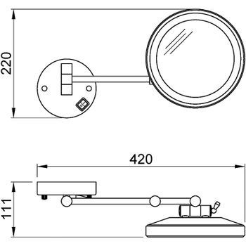 Косметическое зеркало Nofer 08006.N с подсветкой с увеличением Черное — фото 2, Косметические зеркала