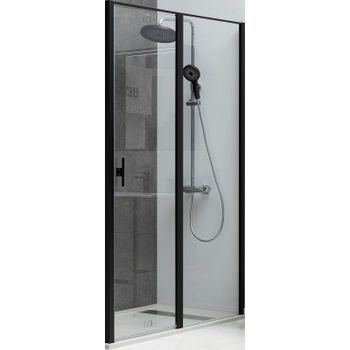 Душевая дверь Allen Brau Priority 140 3.31012.BBA профиль Черный брашированный стекло прозрачное — фото 1, Распашные душевые двери