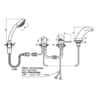 Смеситель на борт ванны Rav Slezak Dunaj Termostat DT271.5PZ с термостатом Золото — фото 2, Смесители на борт ванны