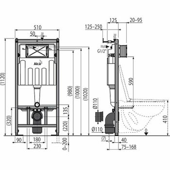Комплект унитаза Damixa Jupiter DX77C1738SC с инсталляцией Alcaplast Sadromodul AM101/1120-3:1 RU M71-0001 с сиденьем Микролифт и клавишей смыва Хром — фото 9, Комплекты унитаз + инсталляция