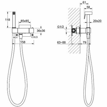 Гигиенический душ со смесителем Aquatek Либра AQ1028MB с термостатом Черный матовый — фото 6, Гигиенические души