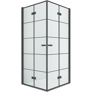 Душевой уголок New Trendy New Soleo Black 90х90 D-0289A/D-0290A профиль Черный стекло прозрачное — фото 1, Квадратные душевые уголки