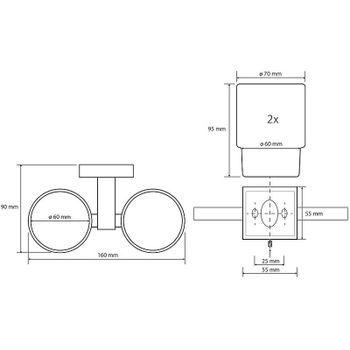 Стакан для зубных щеток Bemeta Beta 132110022 двойной Хром — фото 2, Стаканы для зубных щеток