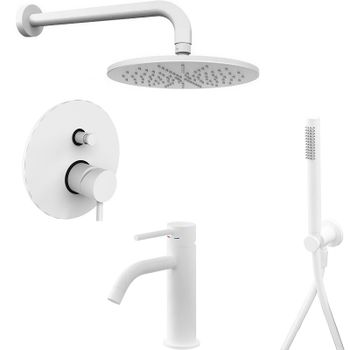 Комплект смесителей Paffoni Light KITLIG015BO071 Белый матовый — фото 1, Готовые комплекты для ванной комнаты