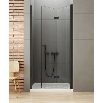 Душевая дверь New Trendy New Soleo Black 120 R D-0228A профиль Черный стекло прозрачное — фото 2, Складные душевые двери