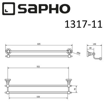 Полотенцедержатель Sapho Diamond 1317-11 Хром — фото 2, Полотенцедержатели