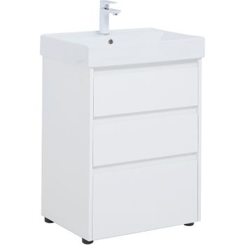 Тумба под раковину Aquanet Nova Lite 60 302469 Белый глянец — фото 1, Тумбы под раковину