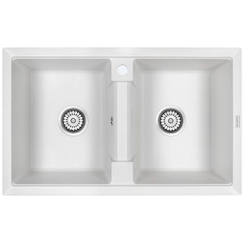 Кухонная мойка Paulmark Tandem 80/2 PM238150-WH Белый — фото 1, Кухонные мойки