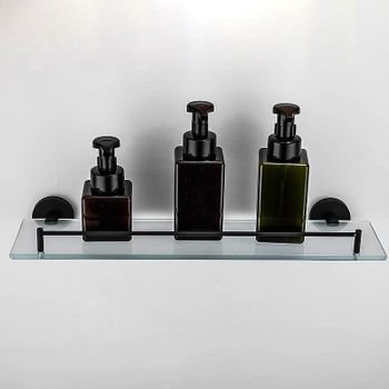 Стеклянная полка Frap F302 F30207 Черная матовая — фото 6, Полки для ванной и душа