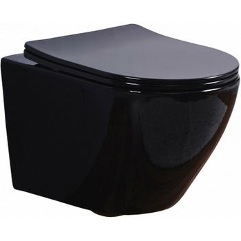 Унитаз Esbano Azalea ESUPAZALB подвесной Черный глянцевый с сиденьем Микролифт — фото 1, Подвесные унитазы