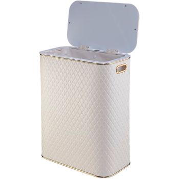 Корзина для белья Geralis CLG-B Ромб Бежевая светлая, кант Золото, стандартная — фото 2, Корзины для белья