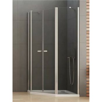 Душевой уголок New Trendy New Soleo Chrome 100х80 K-0611 профиль Хром стекло прозрачное — фото 2, Душевые уголки трапеция