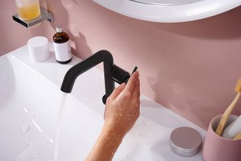 Смеситель для раковины Hansgrohe Tecturis S 73320670 Черный матовый — фото 2, Смесители для раковины