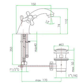Смеситель для раковины Webert Armony AM700108015, хром — фото 2, Смесители для раковины