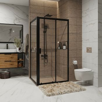 Душевая дверь Niagara Nova 110 NG-82-11AB профиль Черный стекло прозрачное — фото 3, Раздвижные душевые двери