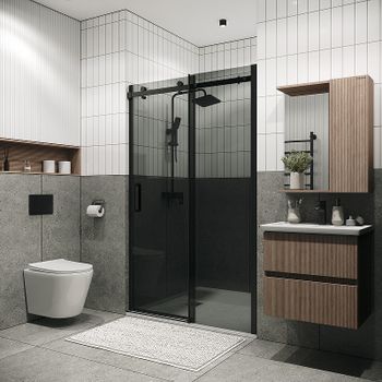 Душевая дверь Grossman Classic 130 100.K33.04.130.21.10 профиль Черный матовый стекло тонированное — фото 3, Раздвижные душевые двери