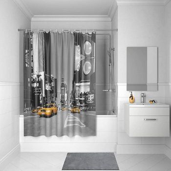 Шторка для ванны Iddis Basic 200x180 B24P218i11 Черная Белая — фото 1, Шторы для ванной