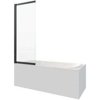 Шторка на ванну Berges River S Slider Black 98х145 065015 профиль Черный матовый стекло прозрачное — фото 6, Неподвижные шторки для ванной