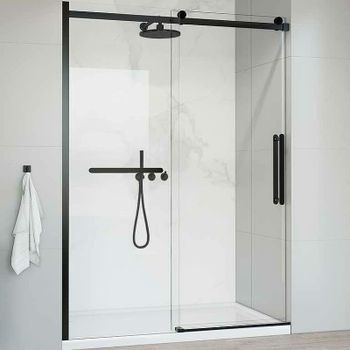 Душевая дверь Vincea Como Soft 140 VDS-1CS140CLB профиль Черный стекло прозрачное — фото 1, Раздвижные душевые двери
