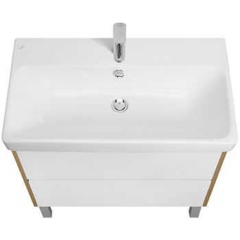 Тумба под раковину Aquaton Сканди 80 1A283001SDZ90 подвесная Белый глянец Дуб рустикальный — фото 6, Тумбы под раковину