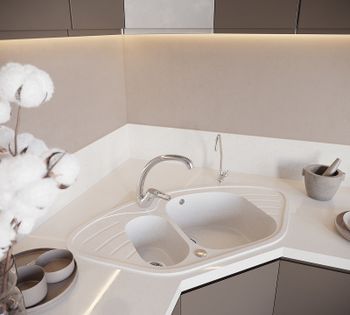 Кухонная мойка Domaci Бьелла DMC-14 DMC-14-331 Белая — фото 2, Кухонные мойки