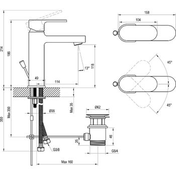 Смеситель для раковины Ravak Chrome CR 013.00CR X070190 Хром — фото 4, Смесители для раковины