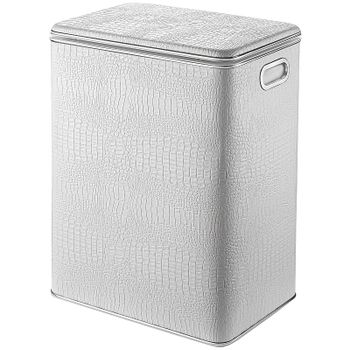 Корзина для белья Geralis KWH-S Croco Белая, кант Хром, большая — фото 1, Корзины для белья